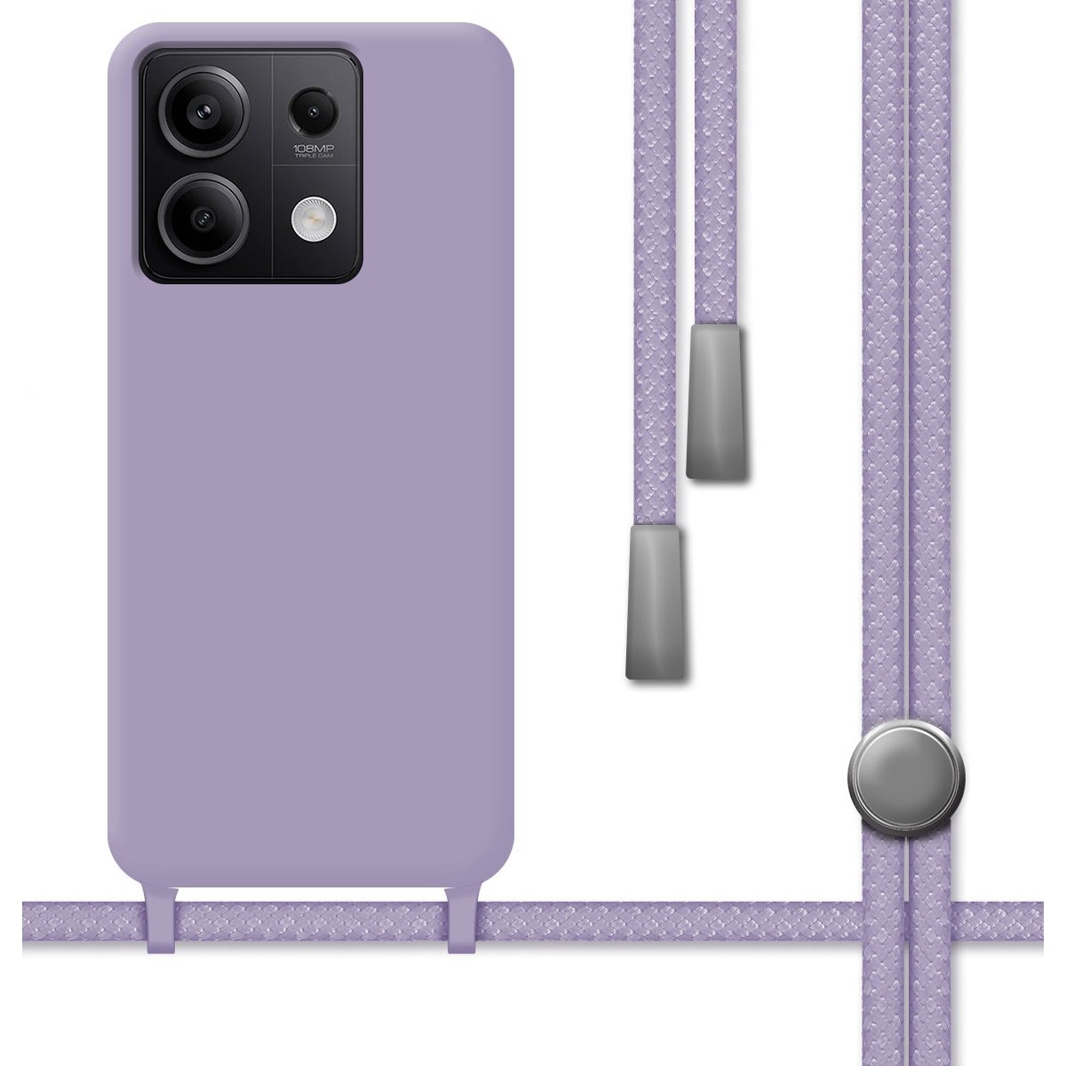 Funda Silicona Líquida con Cordón para Xiaomi Redmi Note 13 5G color Morada