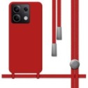 Funda Silicona Líquida con Cordón para Xiaomi Redmi Note 13 5G color Roja