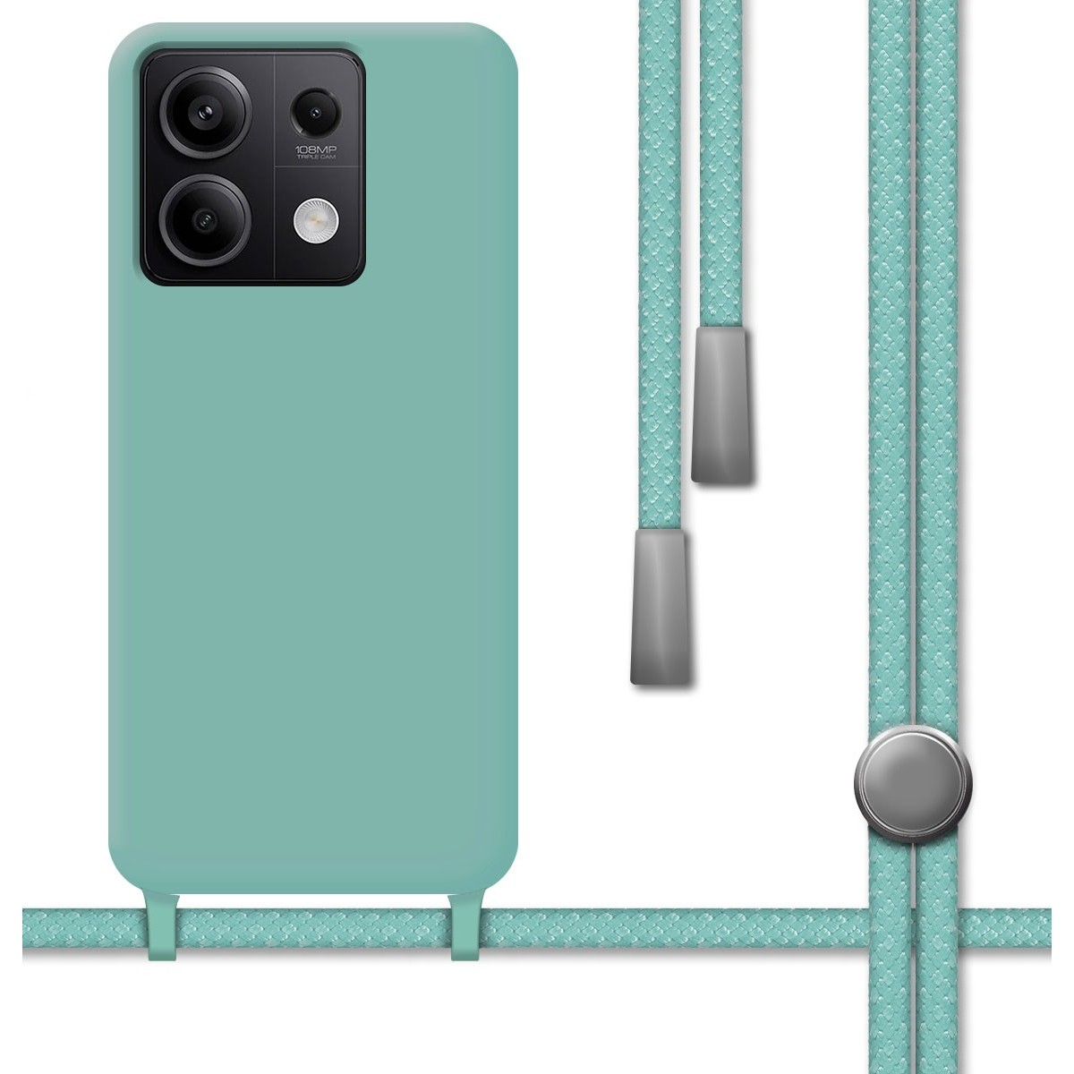 Funda Silicona Líquida con Cordón para Xiaomi Redmi Note 13 5G color Verde