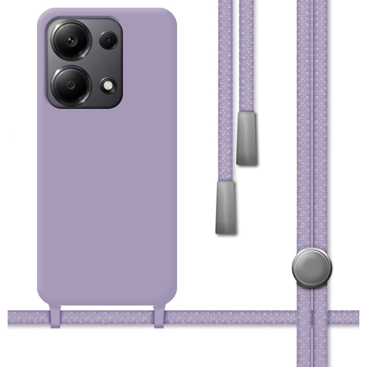 Funda Silicona Líquida con Cordón para Xiaomi Redmi Note 13 Pro 4G color Morada