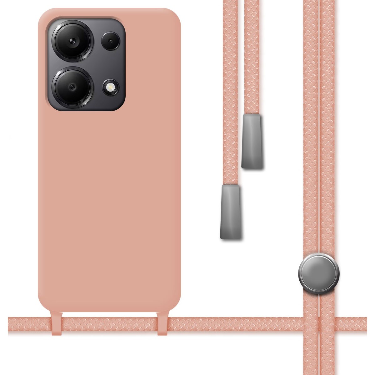 Funda Silicona Líquida con Cordón para Xiaomi Redmi Note 13 Pro 4G color Rosa