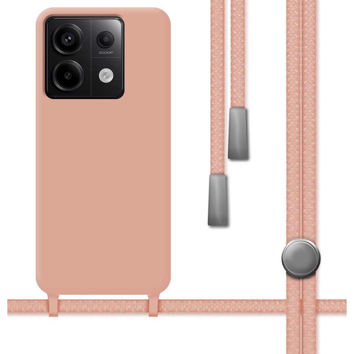 Funda Silicona Líquida con Cordón para Xiaomi Redmi Note 13 Pro 5G color Rosa
