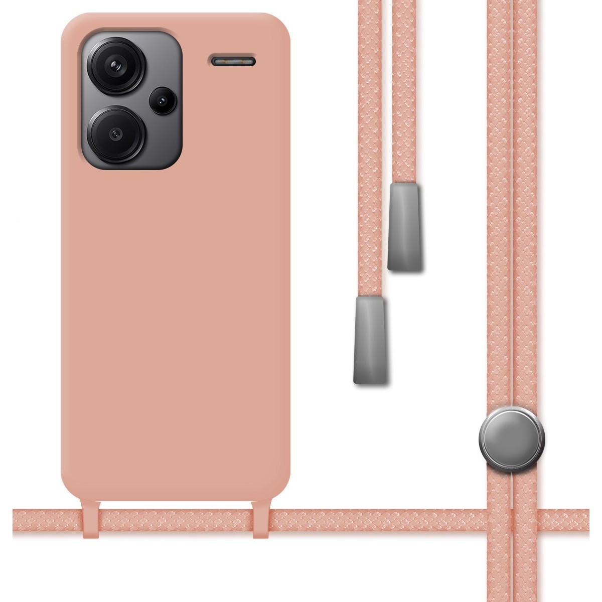 Funda Silicona Líquida con Cordón para Xiaomi Redmi Note 13 Pro+ Plus 5G color Rosa