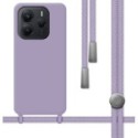 Funda Silicona Líquida con Cordón para Xiaomi Redmi Note 14 5G color Morada