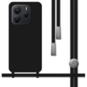 Funda Silicona Líquida con Cordón para Xiaomi Redmi Note 14 5G color Negra
