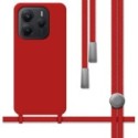 Funda Silicona Líquida con Cordón para Xiaomi Redmi Note 14 5G color Roja