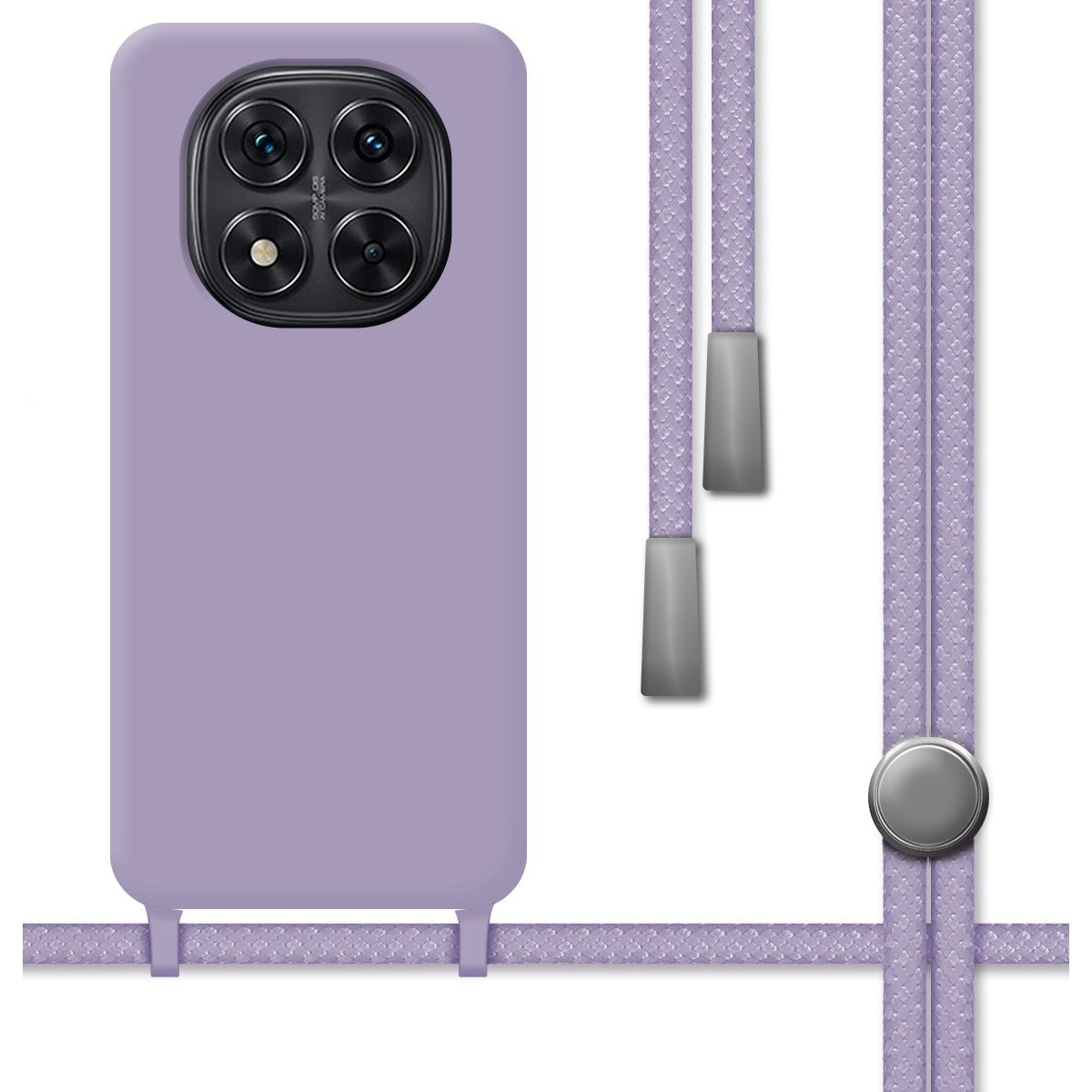 Funda Silicona Líquida con Cordón para Xiaomi Redmi Note 14 Pro 5G color Morada