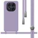 Funda Silicona Líquida con Cordón para Xiaomi Redmi Note 14 Pro+ Plus 5G color Morada
