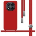 Funda Silicona Líquida con Cordón para Xiaomi Redmi Note 14 Pro+ Plus 5G color Roja