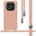 Funda Silicona Líquida con Cordón para Xiaomi Redmi Note 14 Pro+ Plus 5G color Rosa