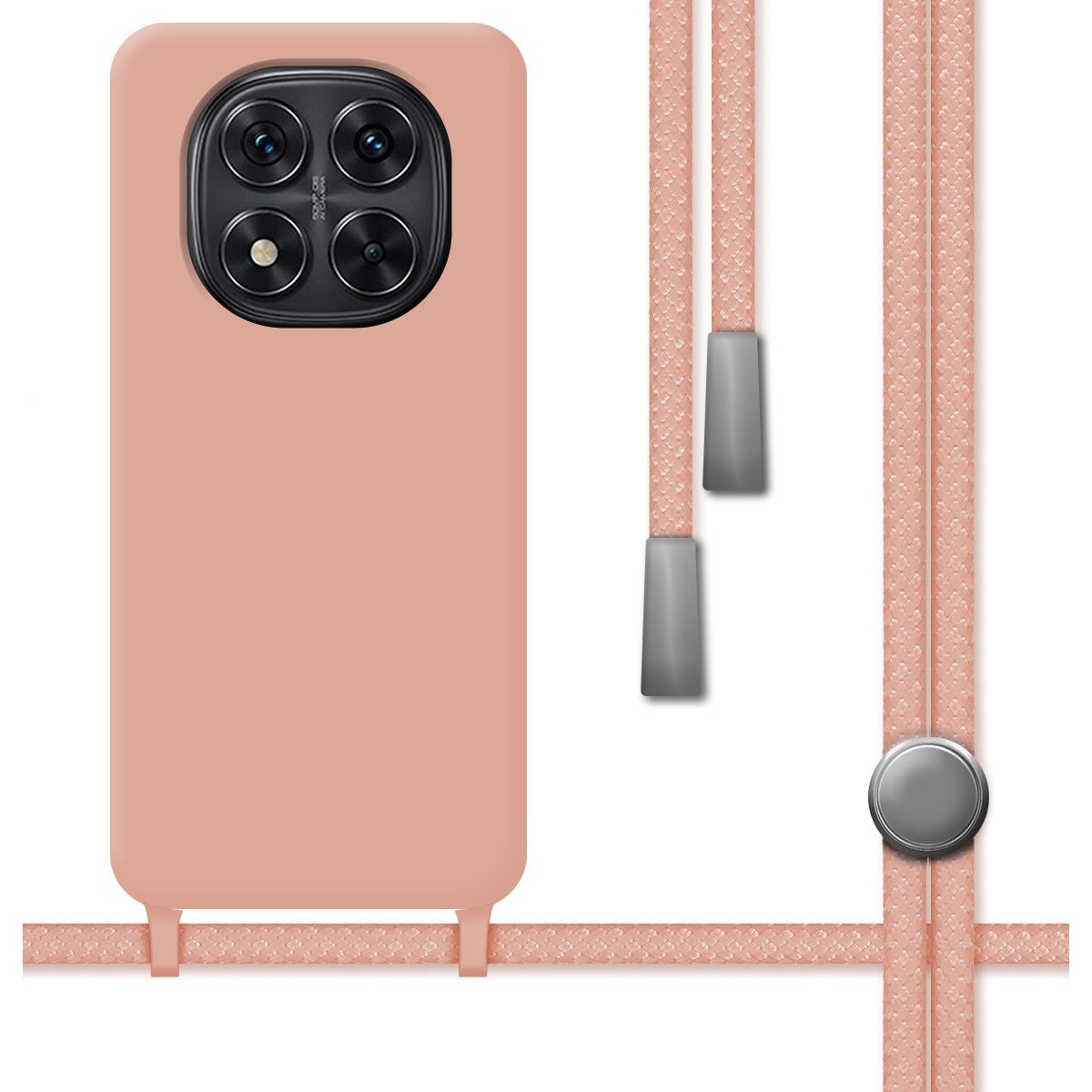 Funda Silicona Líquida con Cordón para Xiaomi Redmi Note 14 Pro+ Plus 5G color Rosa