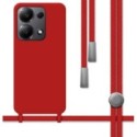 Funda Silicona Líquida con Cordón para Xiaomi Poco M6 Pro 4G color Roja