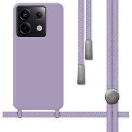 Funda Silicona Líquida con Cordón para Xiaomi Poco X6 5G color Morada