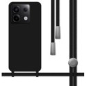 Funda Silicona Líquida con Cordón para Xiaomi Poco X6 5G color Negra