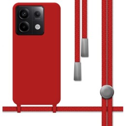 Funda Silicona Líquida con Cordón para Xiaomi Poco X6 5G color Roja