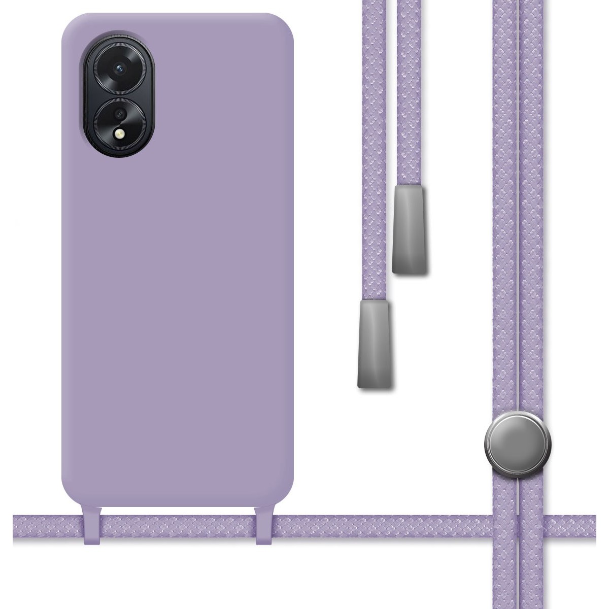 Funda Silicona Líquida con Cordón para Oppo A18 color Morada