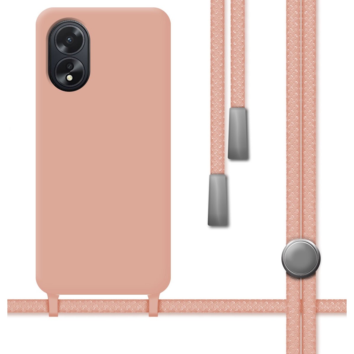 Funda Silicona Líquida con Cordón para Oppo A18 color Rosa