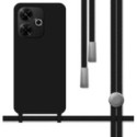 Funda Silicona Líquida con Cordón para Xiaomi Poco M6 4G color Negra