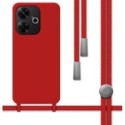 Funda Silicona Líquida con Cordón para Xiaomi Poco M6 4G color Roja