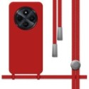 Funda Silicona Líquida con Cordón para Xiaomi Poco C75 color Roja