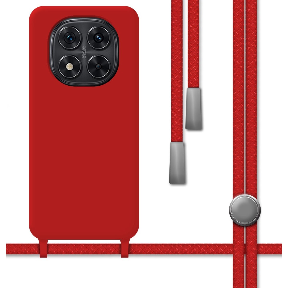 Funda Silicona Líquida con Cordón para Xiaomi Poco X7 5G color Roja
