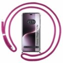 Funda Colgante Transparente para Huawei Honor Magic 7 Lite 5G con Cordon Rosa Fucsia