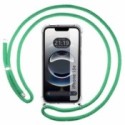 Funda Colgante Transparente para iPhone 16e (6.1) con Cordon Verde Agua