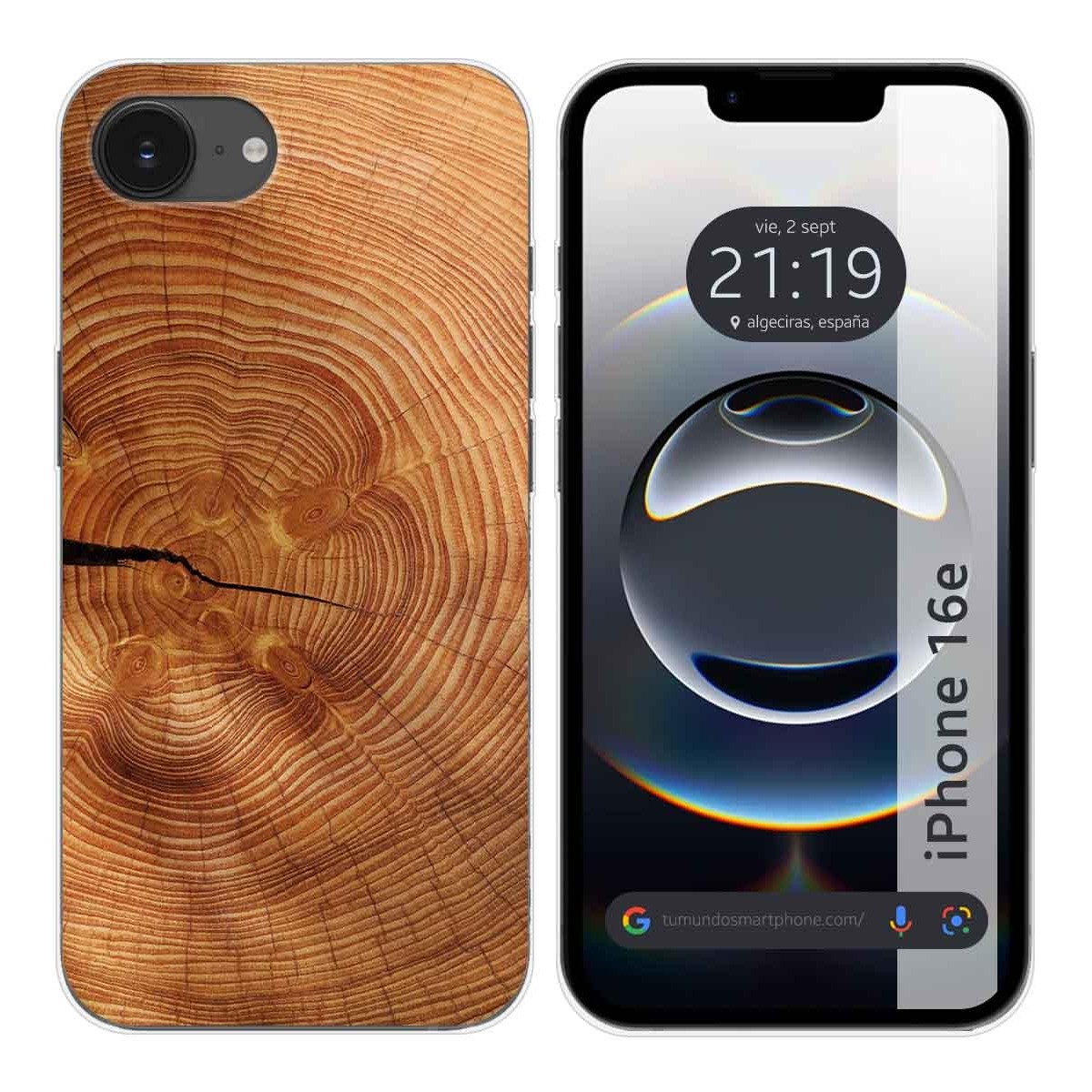 Funda Silicona para iPhone 16e (6.1) diseño Madera 04 Dibujos