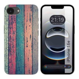 Funda Silicona para iPhone 16e (6.1) diseño Madera 10 Dibujos