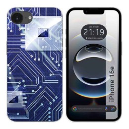 Funda Silicona para iPhone 16e (6.1) diseño Circuito Dibujos