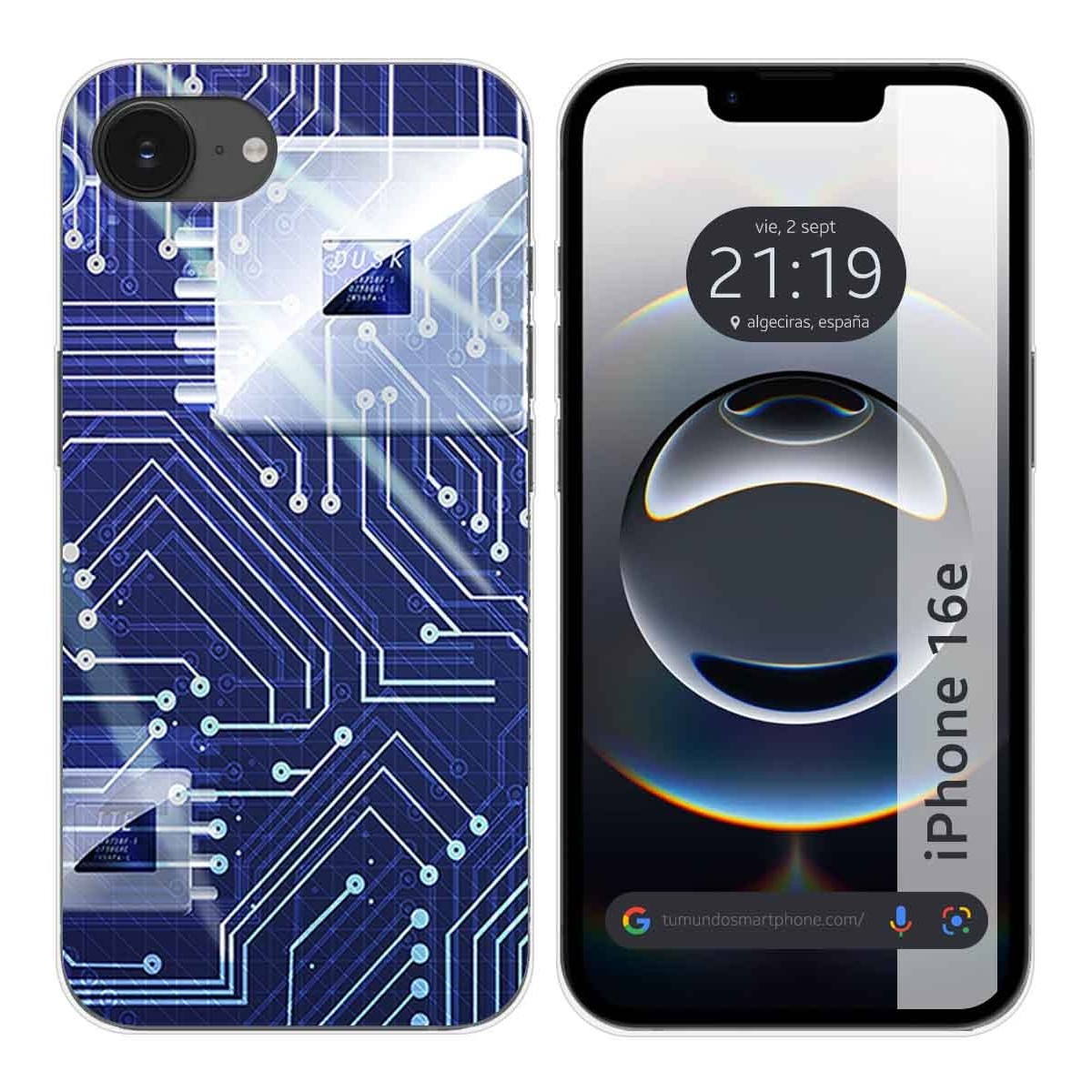 Funda Silicona para iPhone 16e (6.1) diseño Circuito Dibujos