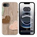 Funda Silicona para iPhone 16e (6.1) diseño Corazones Madera Dibujos
