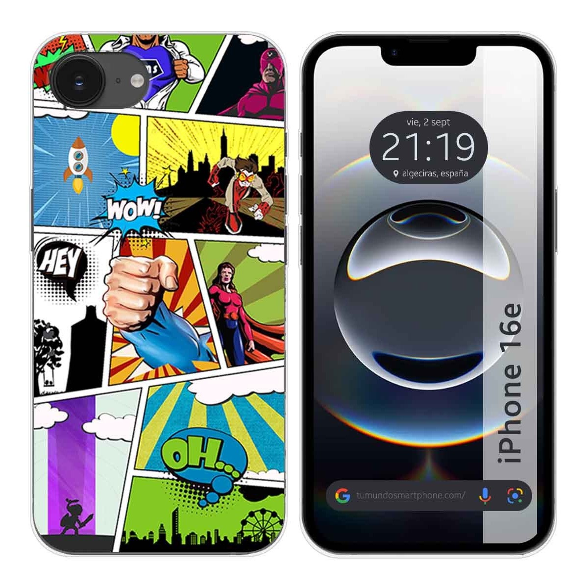 Funda Silicona para iPhone 16e (6.1) diseño Comic Dibujos