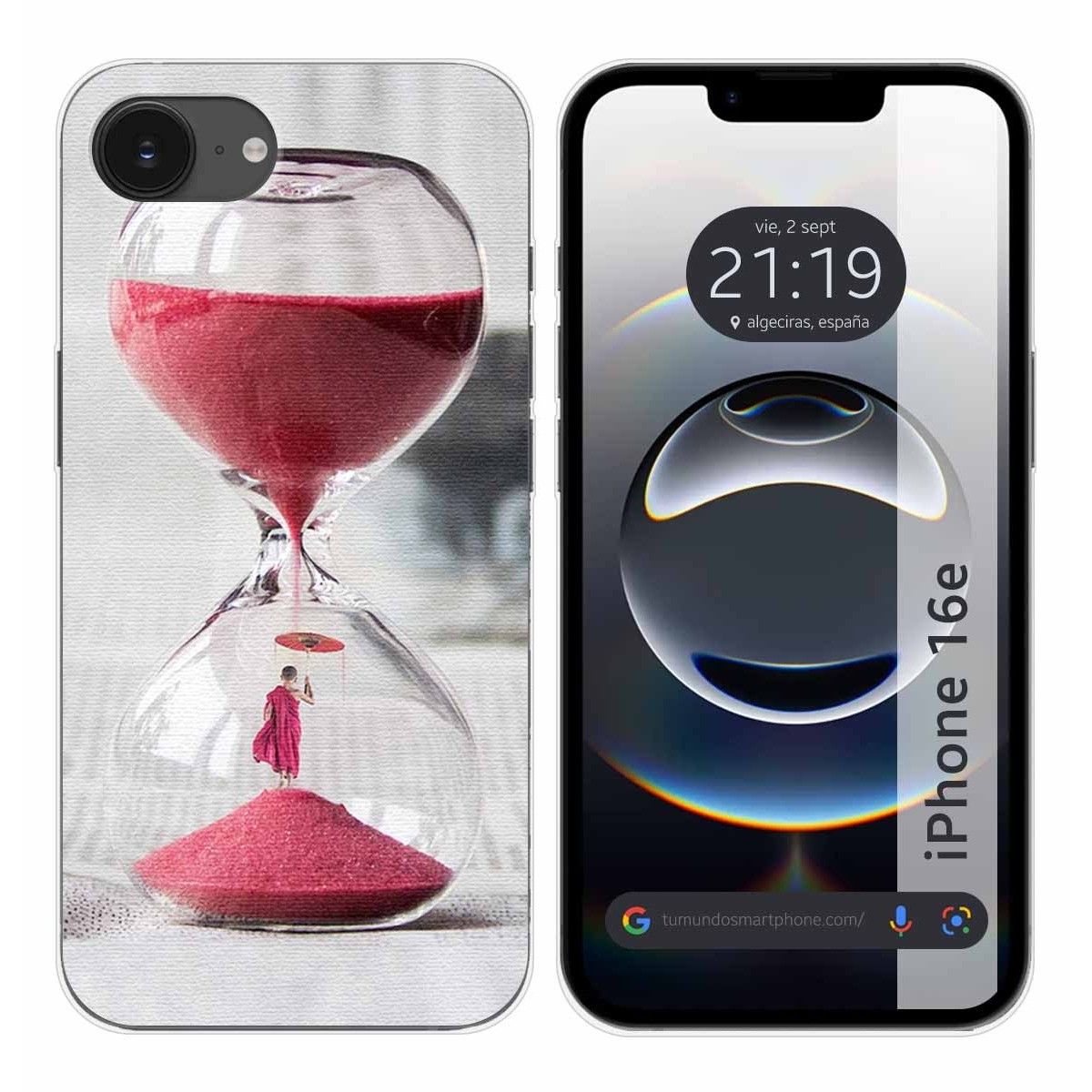Funda Silicona para iPhone 16e (6.1) diseño Reloj Dibujos