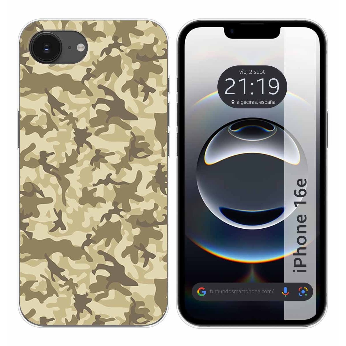 Funda Silicona para iPhone 16e (6.1) diseño Sand Camuflaje Dibujos