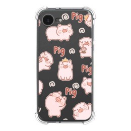 Funda Silicona Antigolpes para iPhone 16e (6.1) diseño Cerdos Dibujos