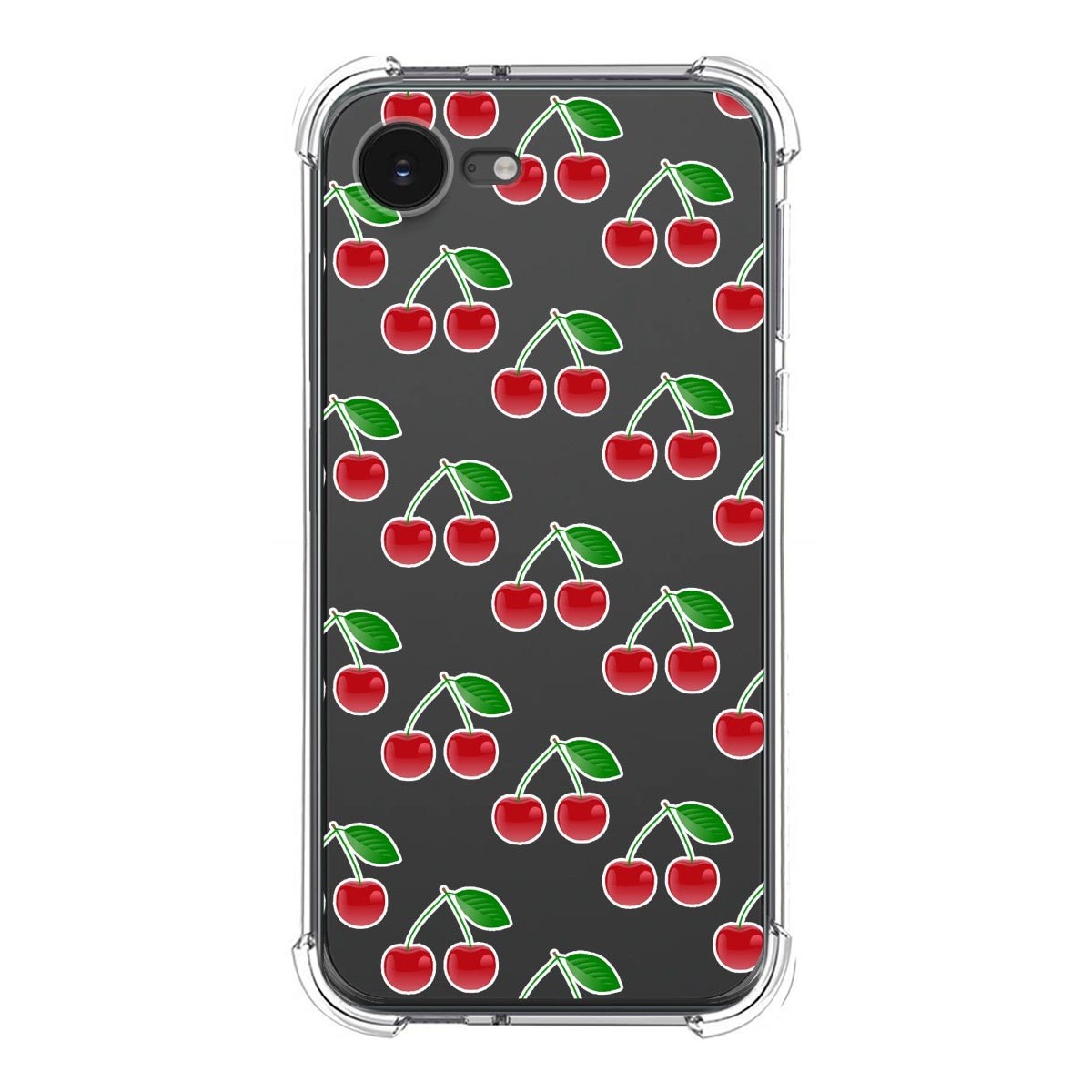 Funda Silicona Antigolpes para iPhone 16e (6.1) diseño Cerezas Dibujos