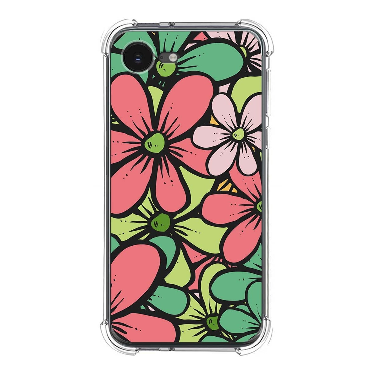 Funda Silicona Antigolpes para iPhone 16e (6.1) diseño Flores 02 Dibujos