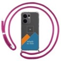 Personaliza tu Funda Colgante Transparente para Oppo Reno 13FS 4G / 13 FS 5G con Cordon Rosa Fucsia Dibujo Personalizada