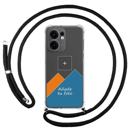 Personaliza tu Funda Colgante Transparente para Oppo Reno 13FS 4G / 13 FS 5G con Cordon Negro Dibujo Personalizada