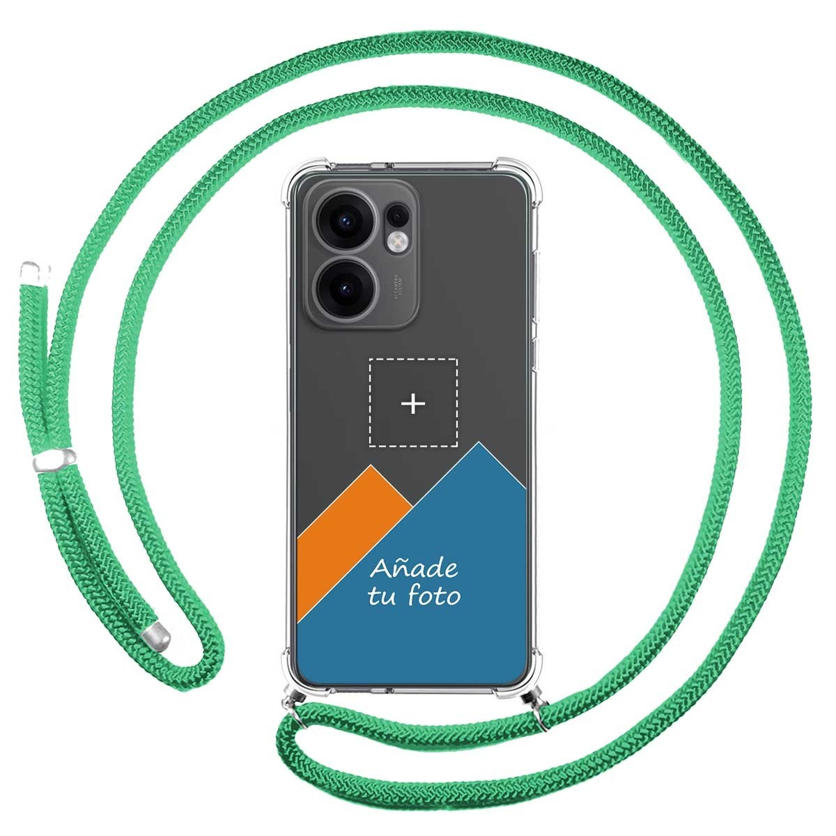 Personaliza tu Funda Colgante Transparente para Oppo Reno 13FS 4G / 13 FS 5G con Cordon Verde Agua Dibujo Personalizada