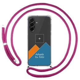 Personaliza tu Funda Colgante Transparente para Samsung Galaxy A26 5G con Cordon Rosa Fucsia Dibujo Personalizada