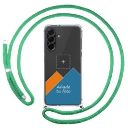 Personaliza tu Funda Colgante Transparente para Samsung Galaxy A26 5G con Cordon Verde Agua Dibujo Personalizada