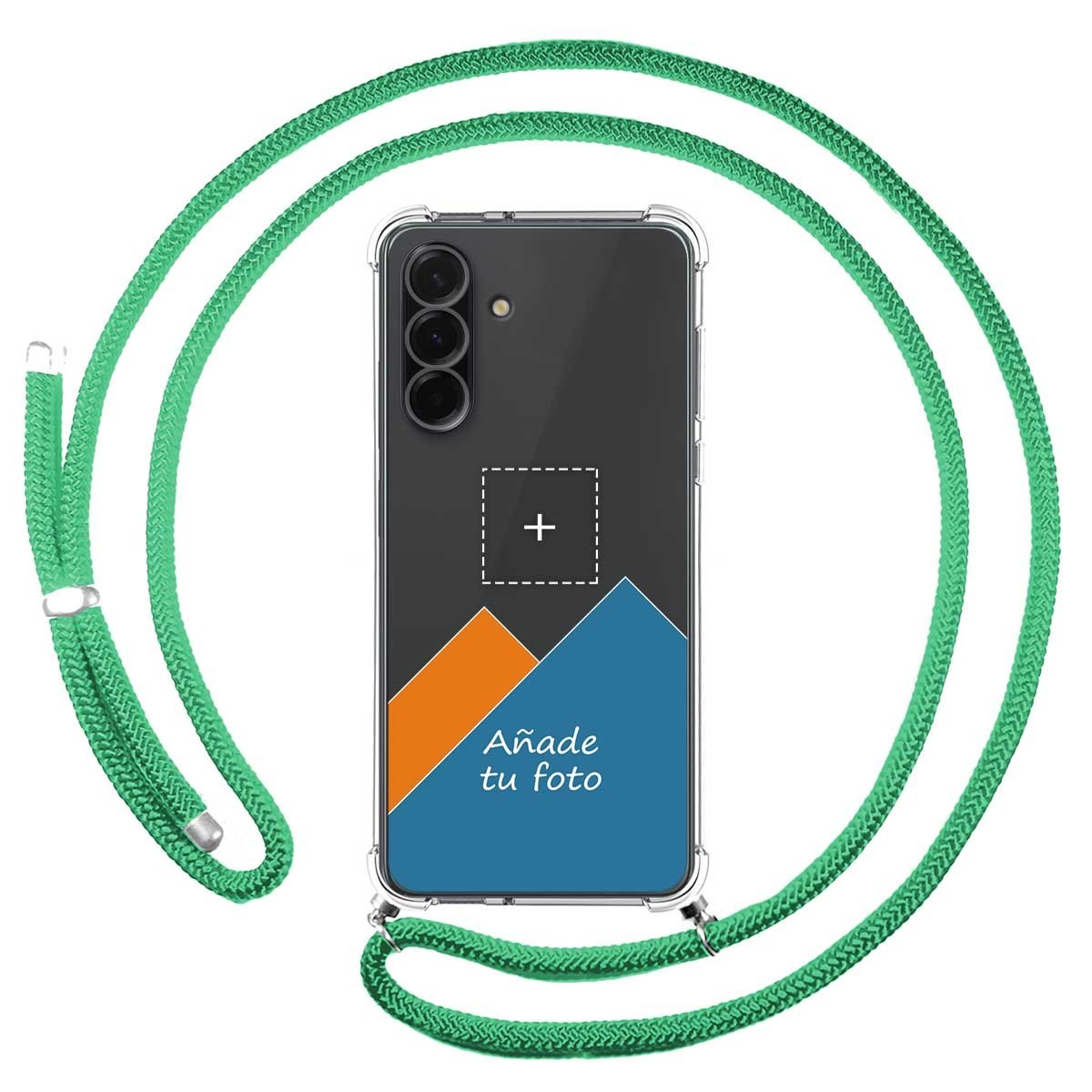 Personaliza tu Funda Colgante Transparente para Samsung Galaxy A36 5G con Cordon Verde Agua Dibujo Personalizada