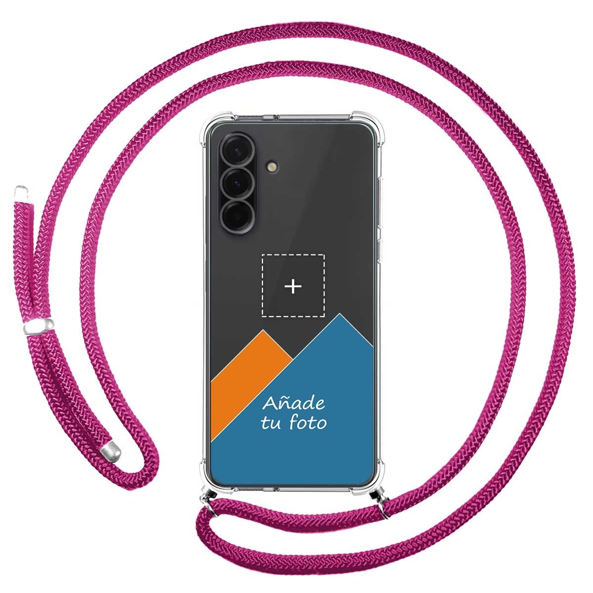Personaliza tu Funda Colgante Transparente para Samsung Galaxy A56 5G con Cordon Rosa Fucsia Dibujo Personalizada