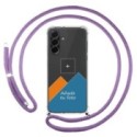 Personaliza tu Funda Colgante Transparente para Samsung Galaxy A56 5G con Cordon Morado Dibujo Personalizada