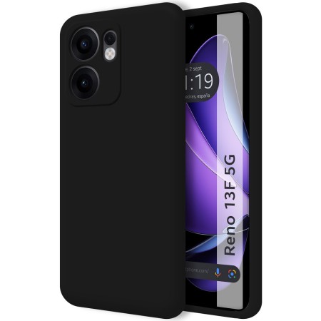 Funda Silicona Líquida Ultra Suave para Oppo Reno 13F 4G / 13 F 5G color Negra