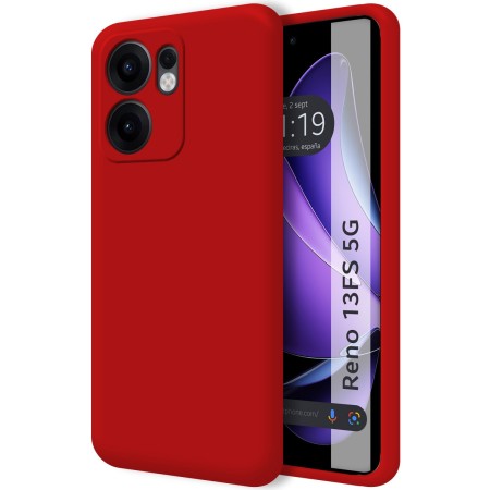 Funda Silicona Líquida Ultra Suave para Oppo Reno 13FS 4G / 13 FS 5G color Roja