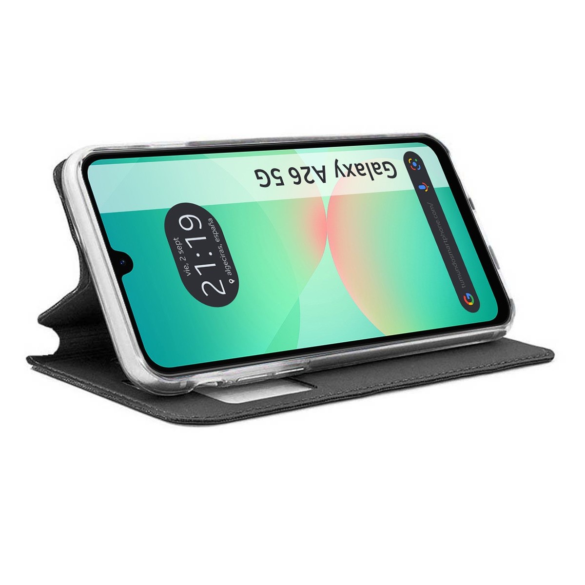 Funda Libro Soporte con Ventana para Samsung Galaxy A26 5G color Negra
