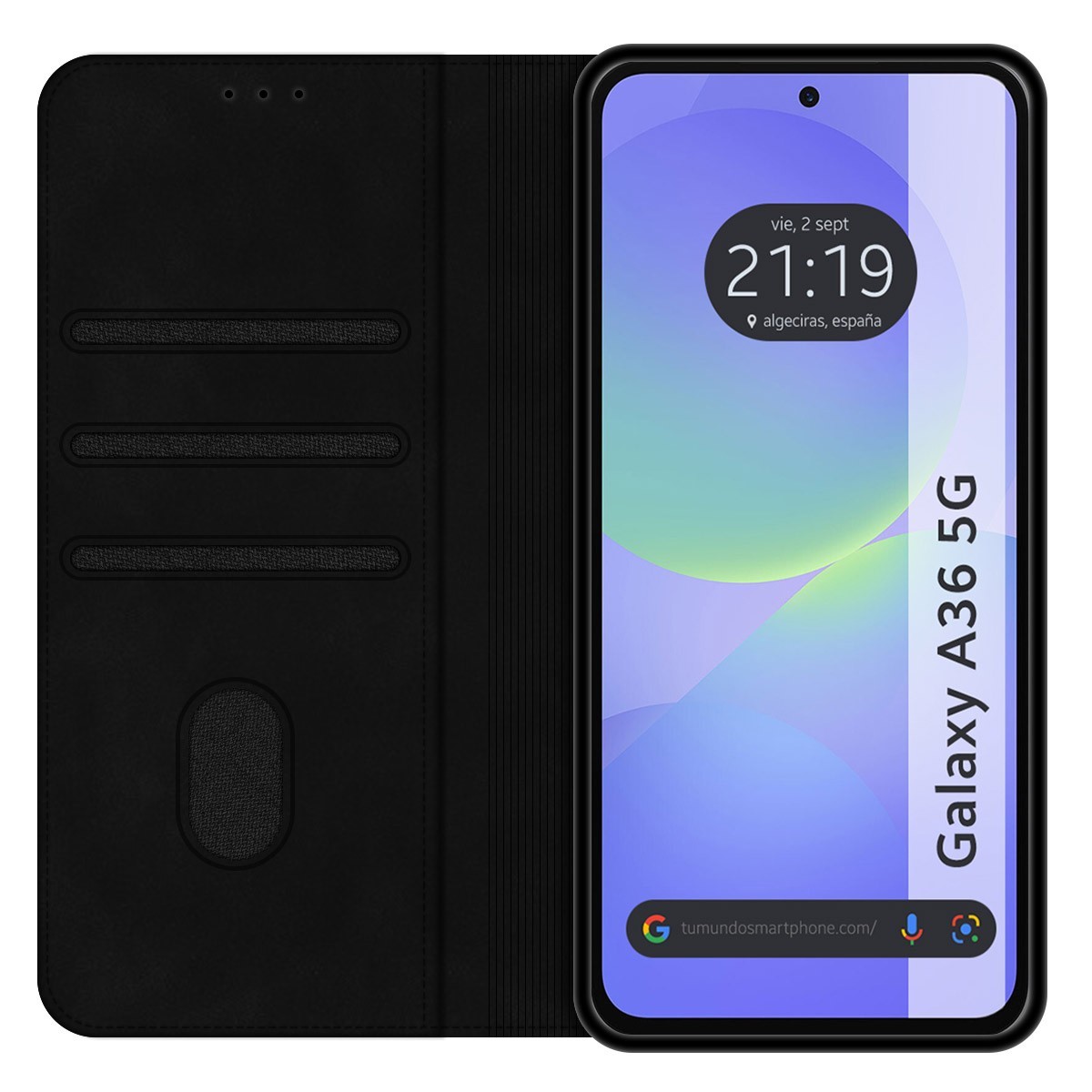 Funda Libro de Polipiel con tarjetero para Samsung Galaxy A36 5G color Negra
